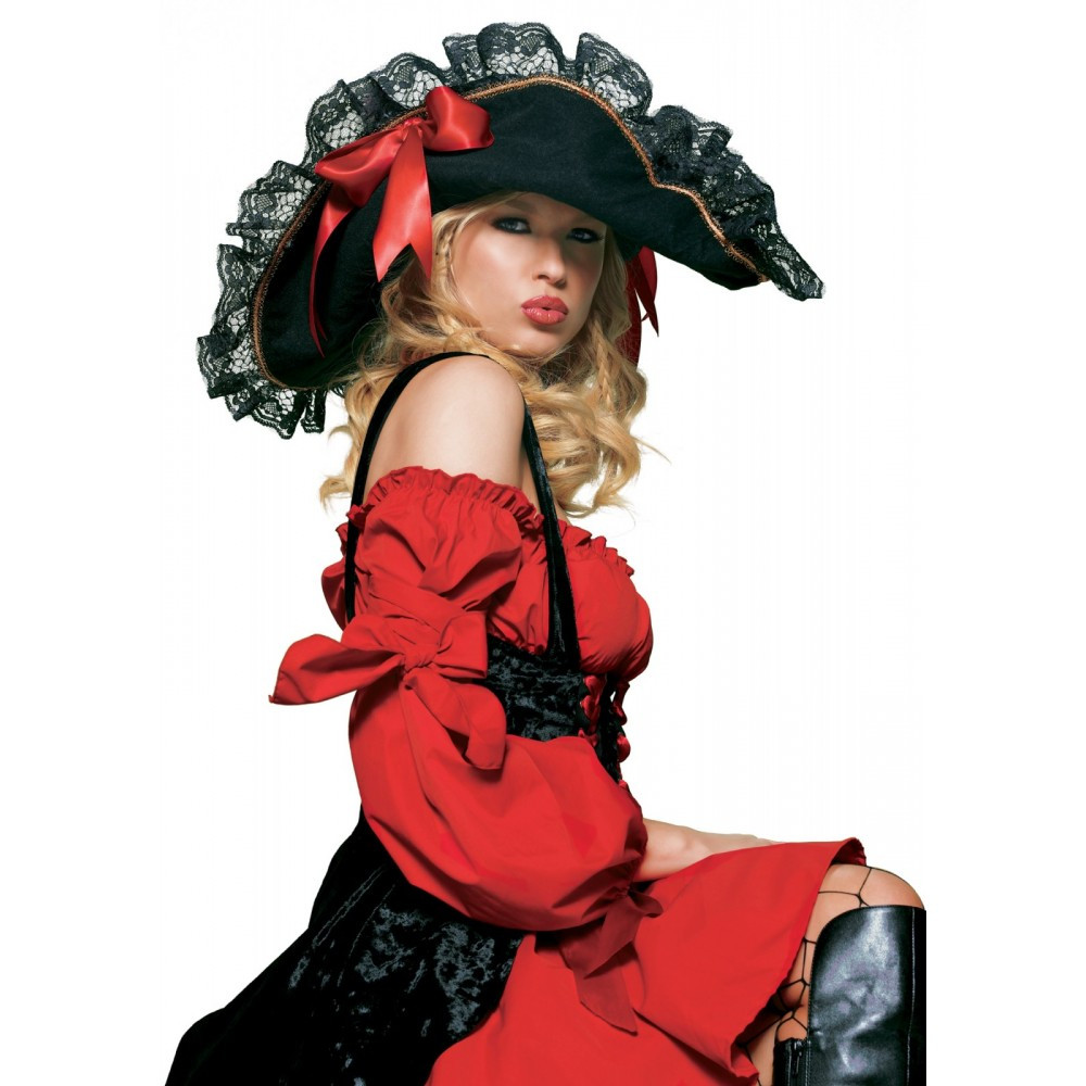 Костюм сексуальної піратки для рольових ігор чорно червоного кольору Leg Avenue Vixen Pirate Wench 1 предмет розмір L Nomax