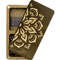 Скринька для бісеру прямокутна з дерев'яною кришкою Мандала 2 відділення  FLZB(N)-001