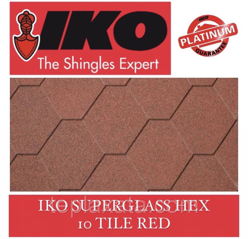 Бітумова черепиця IKO Superglass HEX 3Т без тіні 10 TILE RED