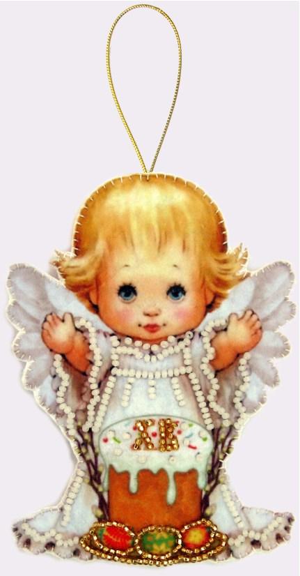 Набір для виготовлення ляльки з фетру для вишивання бісером Великодній ангелочок