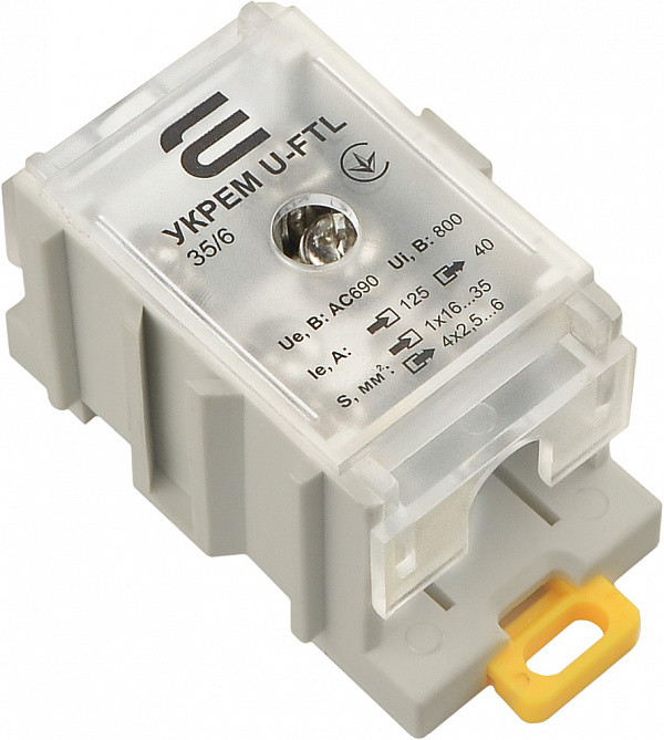 Клема магістральна з захисною кришкою УКРЕМ U-FTL 35/6 мм², АСКО - надійне з'єднання проводів.