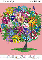 Схема вышивки бисером на габардине Дерево счастья ЮМА-3191А