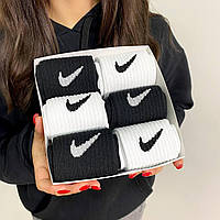 Бокс женских высоких фирменных спортивных качественных носков Nike 36-41 6 пар в подарочной коробке MS