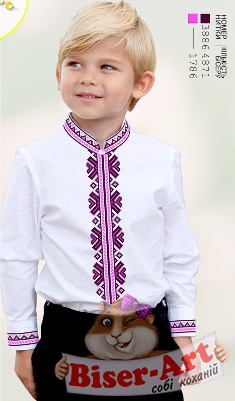 Заготівка дитячої сорочки на білому габардині  Bis12115