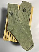 Зимові чоловічі теплі високі шкарпетки 1 шт хакі 41-45 р бавовняні