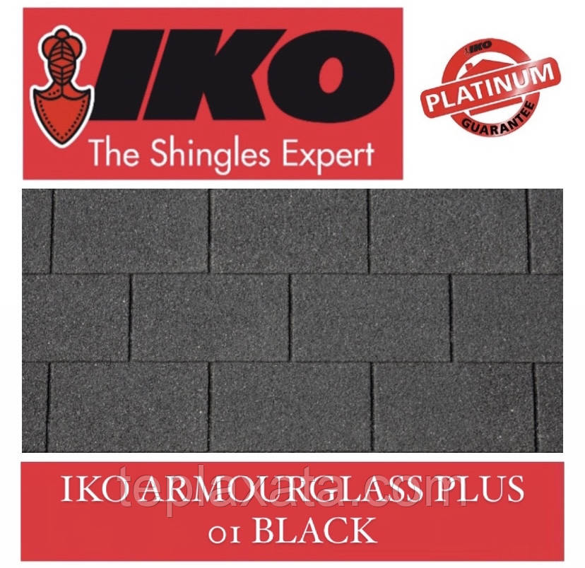 Бітумова черепиця IKO Armourglass Plus 01 BLACK, фото 1