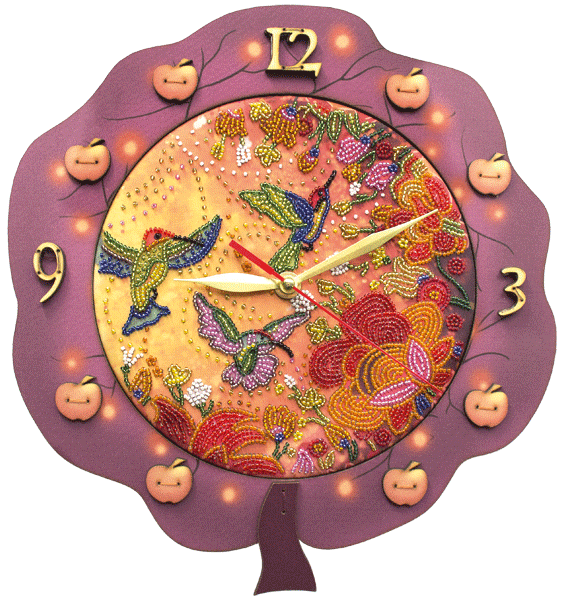 Набір для створення годинника з вишитою основою Райські пташки РТ6515