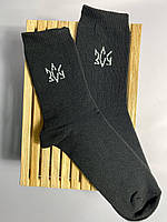 Зимові чоловічі теплі високі шкарпетки 1 шт чорні 41-45 р бавовняні