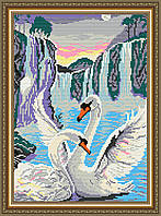 Набір для викладання алмазною мозаїкою Лебеді біля водоспаду АТ3003