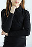 Гольф для дівчинки з горловиною стоєчкою тканина трикотаж 'мустанг'в широкий рубчик колір чорний, фото 2
