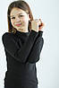 Гольф для дівчинки з горловиною стоєчкою тканина трикотаж 'мустанг'в широкий рубчик колір чорний, фото 5