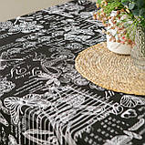 Скатертина на стіл лляна бавовняна 110*150 см на обідній стіл "Версаль Чорний", фото 5