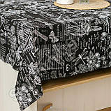 Скатертина на стіл лляна бавовняна 110*150 см на обідній стіл "Версаль Чорний", фото 3