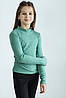 Гольф для дівчинки з горловиною стоєчкою тканина трикотаж 'мустанг' в широкий рубчик колір м'ята (116-164), фото 5