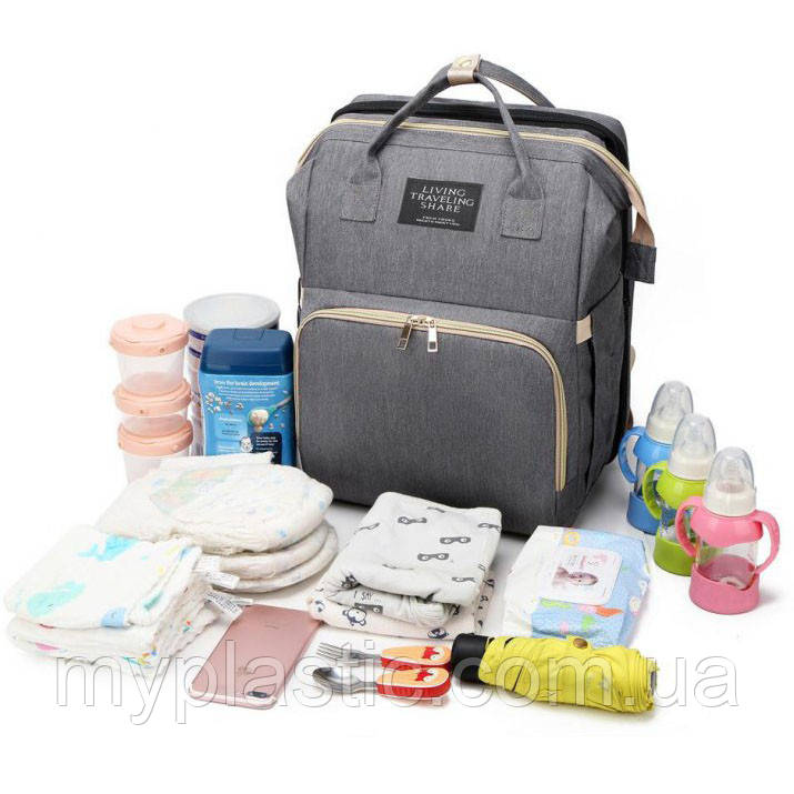 Универсальный рюкзак-кроватка для мам по уходу за детьми Living Traveling Share. PC-554 Цвет: серый - фото 6 - id-p1800022341
