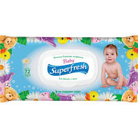 Новинка Детские влажные салфетки Superfresh Baby chamomile с клапаном 72 шт (4820048488044) !