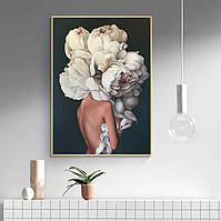 Алмазная мозаика "Женщина-цветок", картина стразами, 40*50 см