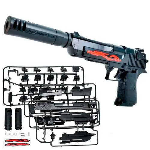 Конструктор дитячий пістолет на кульках Desert Eagle з глушником DIY, фото 1