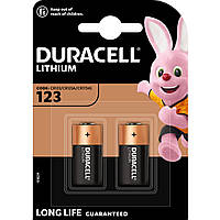 Литєва циліндрична батарейка Duracell CR123A (DL123) 3V 2шт/уп