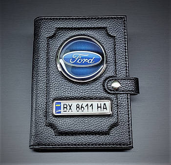 Портмоне Ford з держ. номером, обкладинка для автодокументів Ford , Органайзер Ford