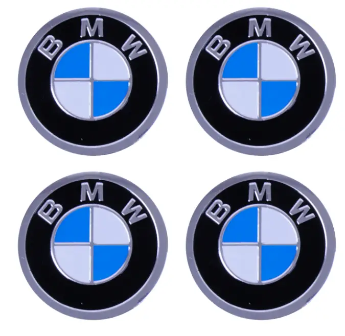 Наклейка ємблема на колісний ковпак або диск d 90 мм BMW чорна (4 шт.)