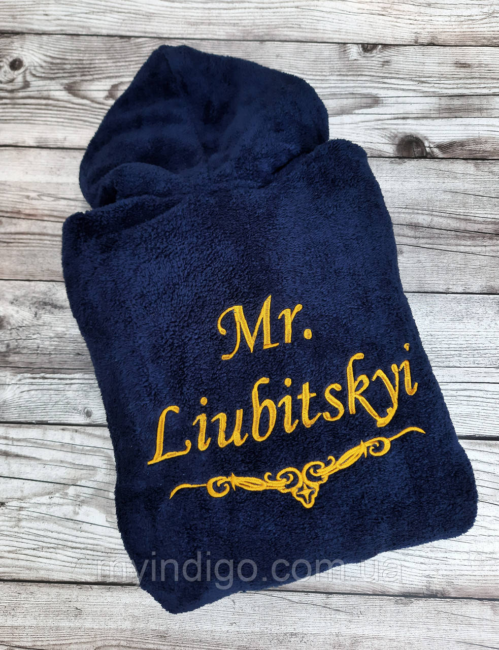 Чоловічий халат з іменною вишивкою, фото 1