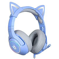Провідні навушники для ігор Onikuma K9, ігрова гарнітура з мікрофоном та LED підсвіткою Синя