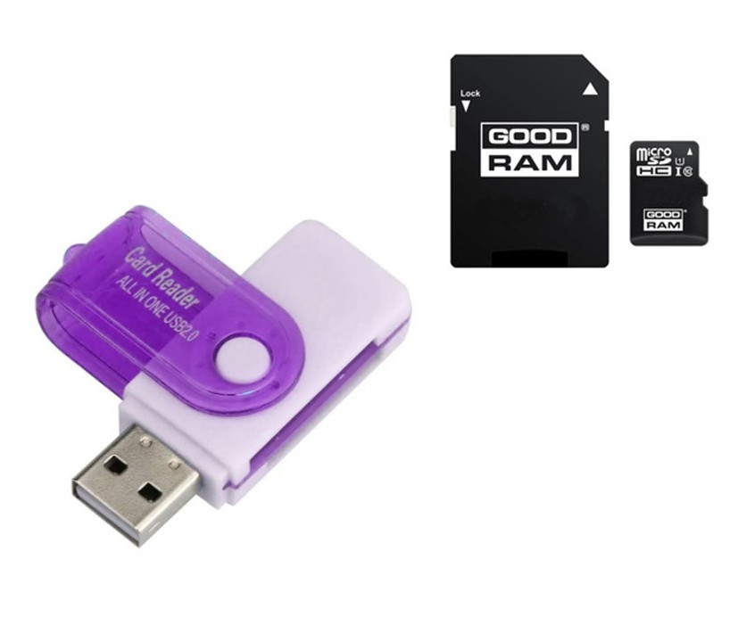 Card reader кардрідер USB 2.0 2в1 microSD \ SDHS card Violet, фото 1