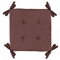Подушка для стільця, крісла, табуретки коричнева 40х40х2  на зав'язках