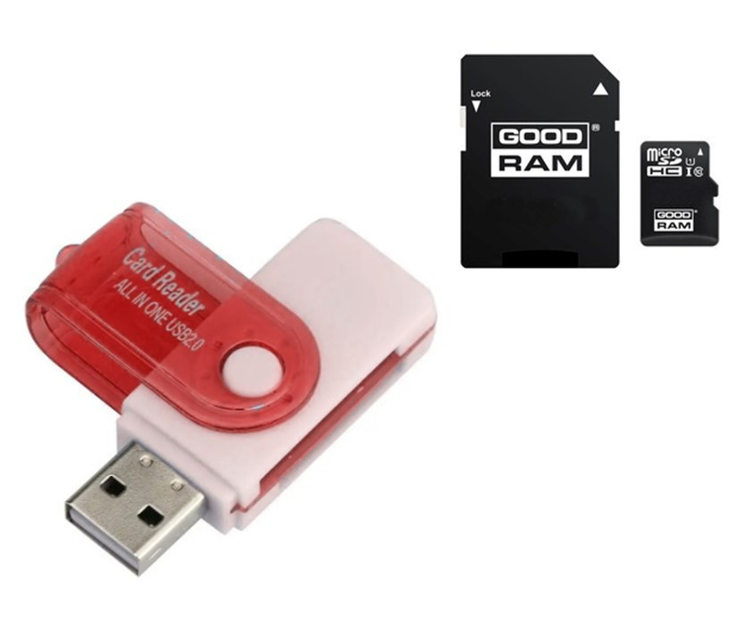 Card reader кардрідер USB 2.0 2в1 microSD \ SDHS card Red, фото 1
