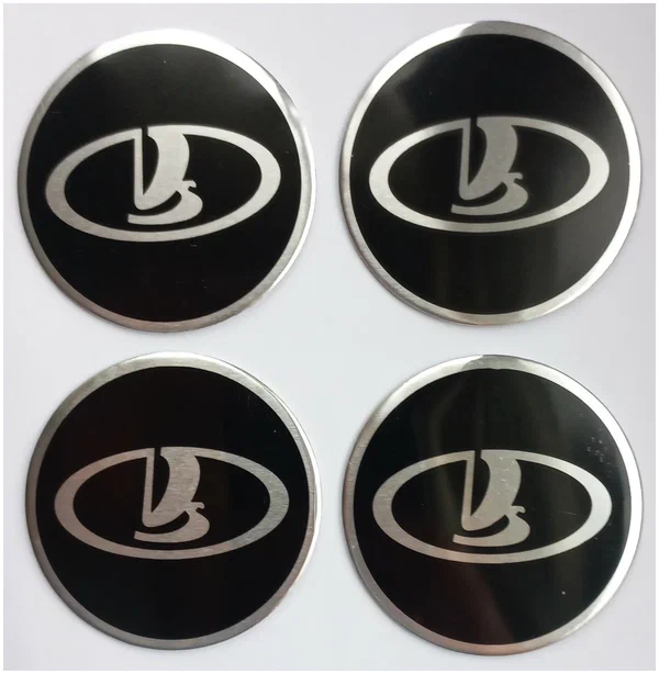 Наклейка ємблема на колісний ковпак або диск d 90 мм Lada Samara чорна (4 шт.), фото 1