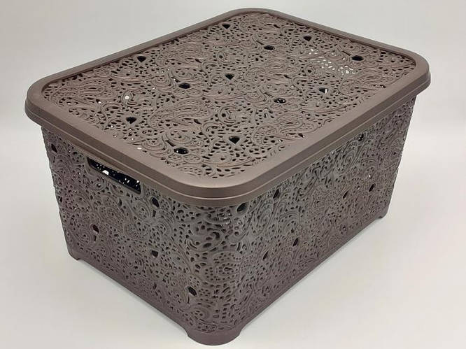 Корзина пластиковая с крышкой Ажур Elif Plastik №324 Ящик для хранения ...