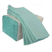 Полотенца бумажные Диво Basic V-сложения, зеленые, однослойные, 250 шт
