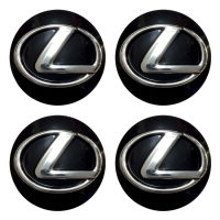 Наклейка ємблема на колісний ковпак або диск d 90 мм Lexus чорна (4 шт.), фото 1