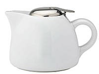 Чайник білий, Кераміка, зі з'ємним металевим ситечком, 450мл,145 x 90 мм, Utopia