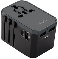Зарядное устройство Momax 1-World AC Travel Adapter (Type-C PD + 3 USB) Серое (UA7)