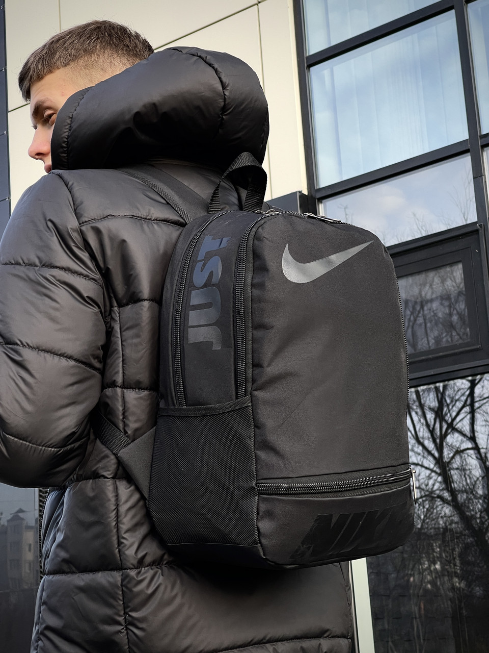 Чоловічий рюкзак Nike Just спортивний міський чорний чоловічий жіночий портфель Найк