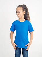 Дитяча однотонна універсальна футболка вільного крою 100% (блакитна)ОПТОМ ВІД ВИРОБНИКА