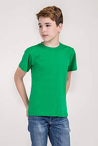 Дитяча однотонна універсальна футболка вільного крою 100 % бавовна (зеленого кольору) ОПТОМ ВІД ВИРОБНИКА