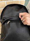 Чоловічий шкіряний рюкзак міський класичний для ноутбука чорний, фото 4