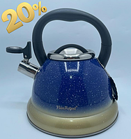 Чайник HausRolan 3,5л з нержавіючої сталі зі свистком синій Чайники для газових, індукційних плит cvb