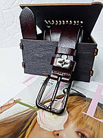 Кожаный ремень Louis Vuitton Луи Вуттон 3 см, ремни с логотипом, брендовые ремни, ремень луи витон Коричневый