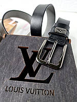 Кожаный ремень Louis Vuitton Луи Вуттон 3 см, ремни с логотипом, брендовые ремни, ремень луи витон Черный