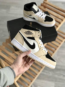 Жіночі Кросівки Nike Air Jordan 1 Mid Beige Black 39