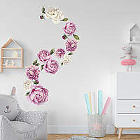 Набір інтер'єрних міні наклейок Акварельні біло-рожеві півонії від 10 до 20 см наклейки квіти матова