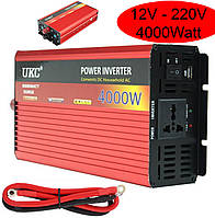 Инвертор 12V-220 "UKC 4000W", преобразователь напряжения 12V-220V (1 розетка, мощность 4000Вт)