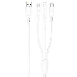 Кабель 3в1 MicroUSB (Android) + Type-C (Android) + Lightning (iPhone) 3in1 BOROFONE BX71 |1m, 2A| Білий