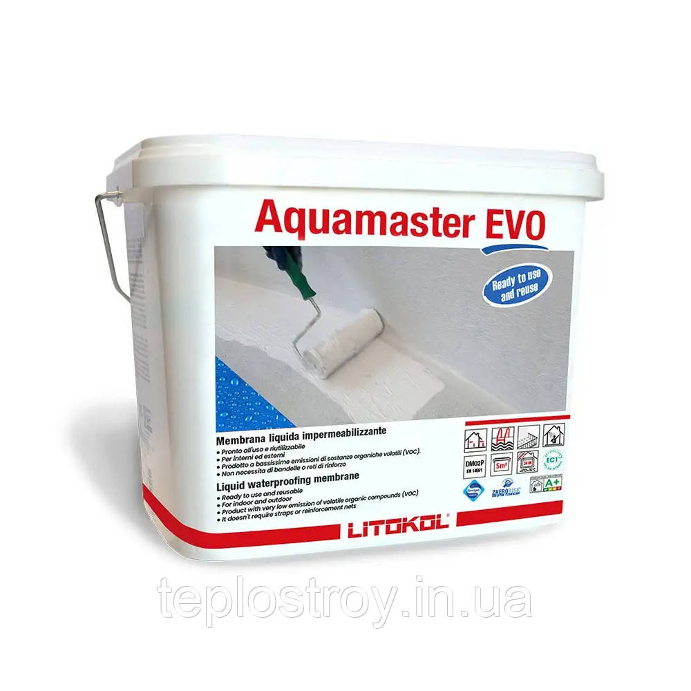 Aqamaster EVO - гідроізоляція Litokol для внутрішніх і зовнішніх робіт. Відро 5 кг