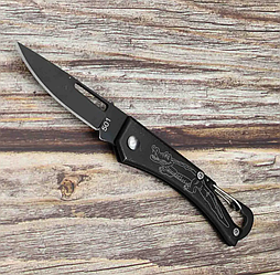 Туристичний складаний ніж Hongjie Super Knife D501 Black Крокодил 14 см з карабіном