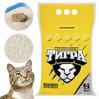 Бентонитовый наполнитель (0,4-1,5 мм, 5 кг) для кошек Тигра, Гранула мини / Комкующийся наполнитель без запаха